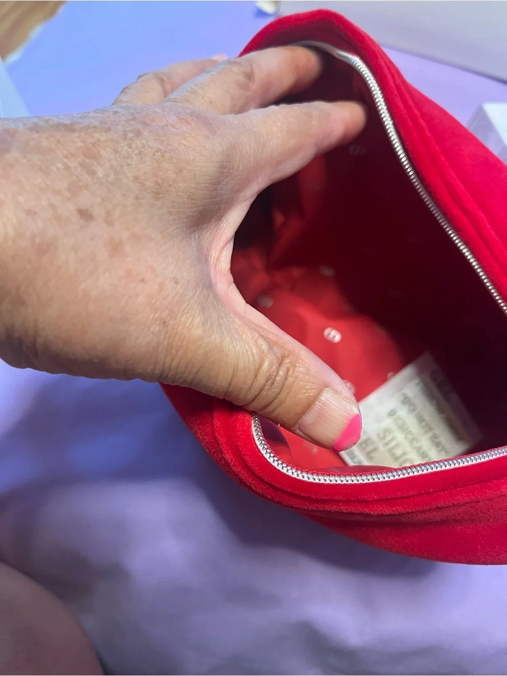 Dior Red Velvet Zip Cosmetic Pouch
